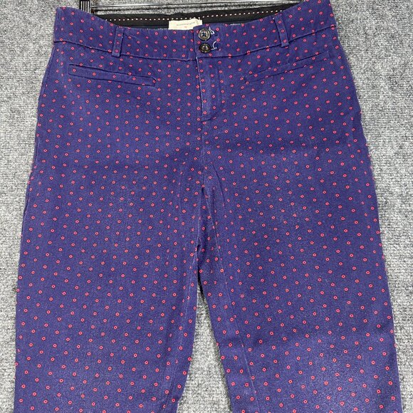 Anthropologie Pants Womens 8 The Essential Slim Blue Printed Chino Ankle Pockets - Picture 3 of 8